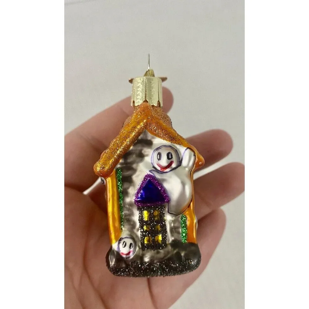 Inge Halloween Haunted House Ornament Decoration Blown Glass 3” Ghosts Rare